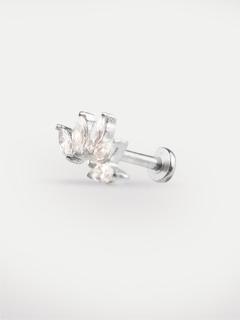 Marquise Gem Curve Ear Stud 18G