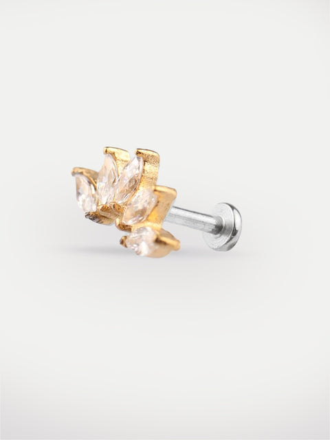Marquise Gem Curve Ear Stud 18G