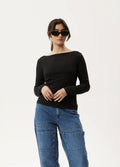 Mirage Bamboo - Sheer Long Sleeve Top | Black-Image 1