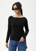 Mirage Bamboo - Sheer Long Sleeve Top | Black-Image 4