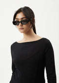 Mirage Bamboo - Sheer Long Sleeve Top | Black-Image 5