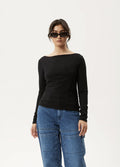 Mirage Bamboo - Sheer Long Sleeve Top | Black-Image 6
