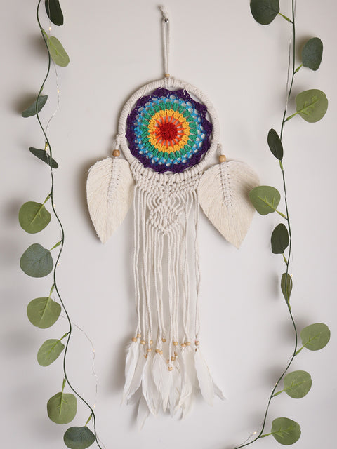 Multi with White Leaf Dreamcatcher 16cm