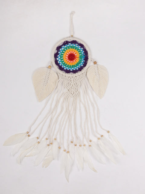 Multi with White Leaf Dreamcatcher 16cm