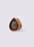Olive Wood Aventurine Teardrop Plug 12mm | Beige-Image 1