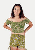 Organic Cotton Crop Tee | Green Floral-Image 1