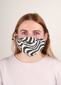 Organic Cotton Face Mask- Ear Ties | Black & White-Image 3