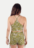 Organic Cotton Halter Crop | Floral Green-Image 2