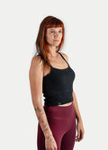 Organic Hemp Bamboo Strappy Cami | Black-Image 3