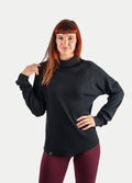 Organic Hemp Waffle Relaxed Turtleneck | Black-Image 1