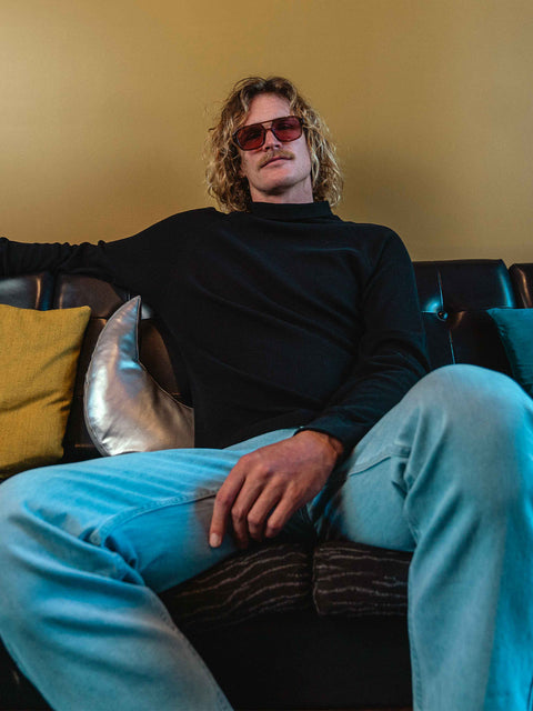 Organic Hemp Waffle Relaxed Turtleneck