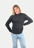 Organic Hemp Waffle Relaxed Turtleneck | Black-Image 4