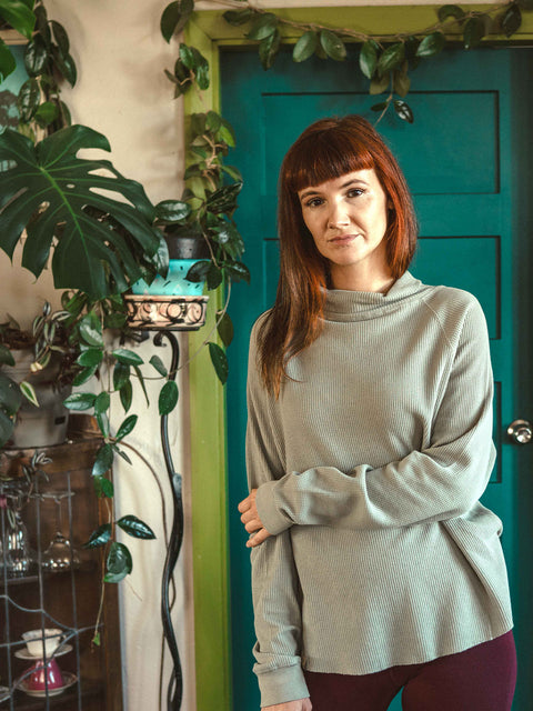 Organic Hemp Waffle Relaxed Turtleneck