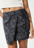 Paisley - Recycled Mini Wrap Skirt | Black-Image 5