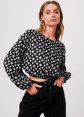 Pascale - Hemp Cropped Long Sleeve Top | Black-Image 1