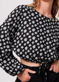 Pascale - Hemp Cropped Long Sleeve Top | Black-Image 3