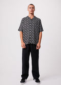 Pascale - Unisex Hemp Cuban Short Sleeve Shirt | Black-Image 3
