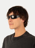 Polarised Chunky Wrap Sunglasses | Matte Black-Image 2