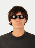 Polarised Chunky Wrap Sunglasses | Matte Black-Image 4