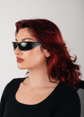 Polarised Chunky Wrap Sunglasses | Matte Black-Image 5