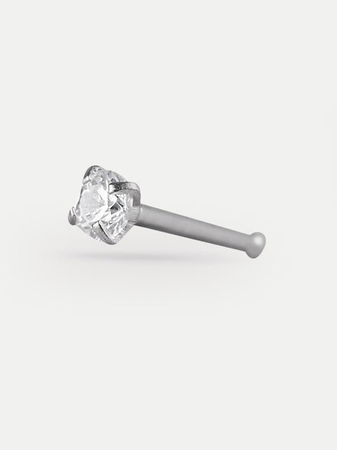 Prong Set Clear Gem Nose Bone 20G