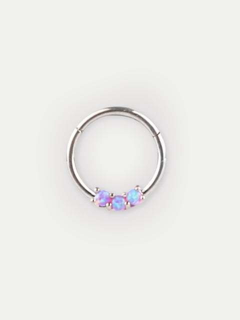 Prong Set Three Opal Hinged Ring 16G
