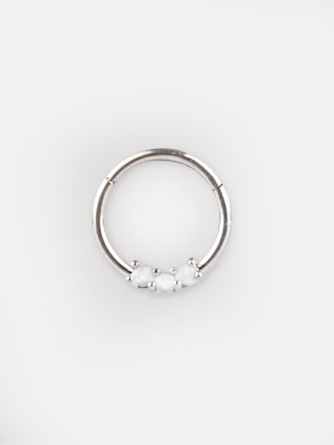 Prong Set Three Opal Hinged Ring 16G