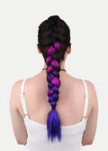 Synthetic DIY Jumbo Festival Hair Braid | Black/Pink/Purple Ombre-Image 1