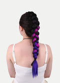 Synthetic DIY Jumbo Festival Hair Braid | Black/Pink/Purple Ombre-Image 2