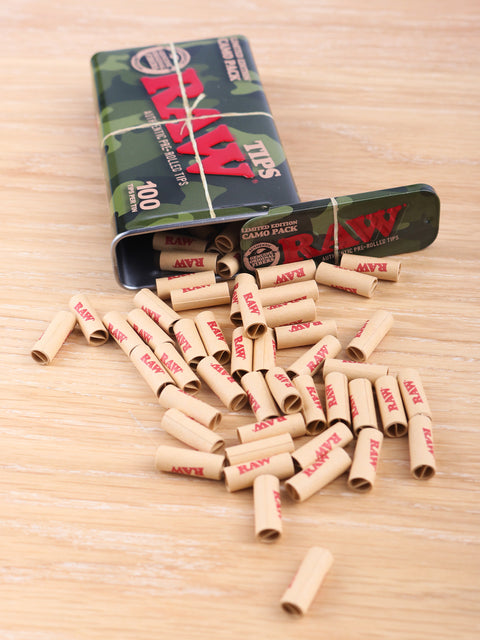 RAW Tips Pre-rolled 100p Tin Camo