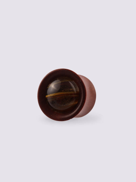 Red Saba Wood Tiger Glass Plug 11mm