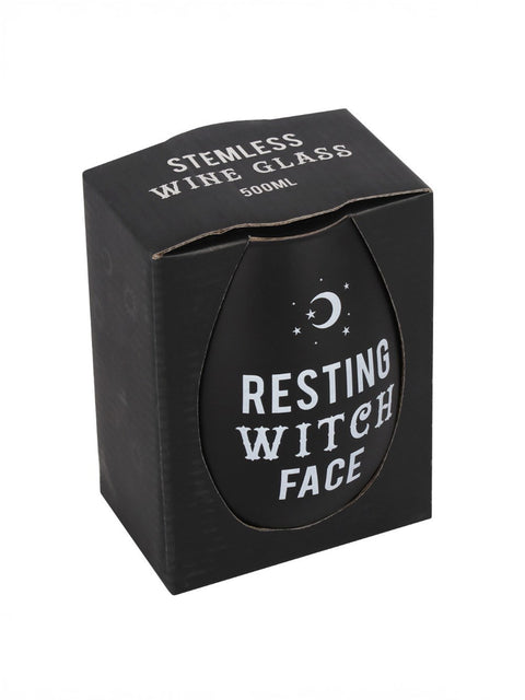 Resting Witch Face Stemless Wine Glass