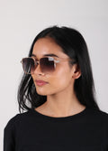 Retro Square Oversized Sunglasses | Champagne-Image 3