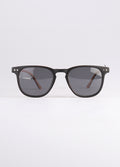 Retro Thin Frame Square Polarised Sunglasses | Matte Black-Image 1