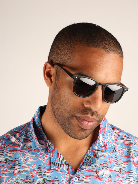 Retro Thin Frame Square Polarised Sunglasses