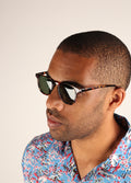 Retro Thin Frame Square Polarised Sunglasses | Tort-Image 2
