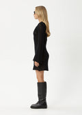 Riley - Organic Recycled Knit Mini Dress | Black-Image 3