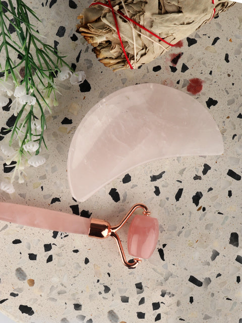 Rose Quartz Crystal Moon Dish