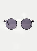 Round Steampunk Metal Sunglasses | Matte Black-Image 1