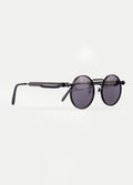 Round Steampunk Metal Sunglasses | Matte Black-Image 3