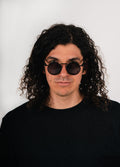 Round Steampunk Metal Sunglasses | Matte Black-Image 4