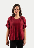 Oversize Rayon S/S Sweater | Maroon-Image 1