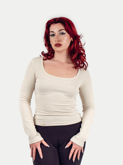 Organic Hemp Bamboo Ribbed Scoop L/S Tee