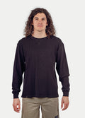 Unisex Organic Hemp Waffle L/S Tee | Black-Image 1