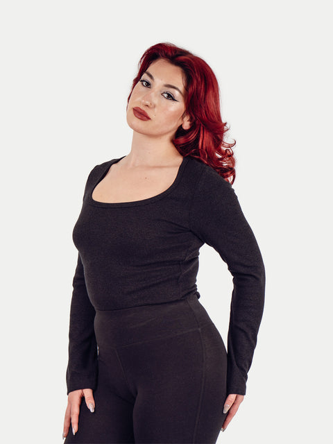 Organic Hemp Bamboo Ribbed Scoop L/S Tee