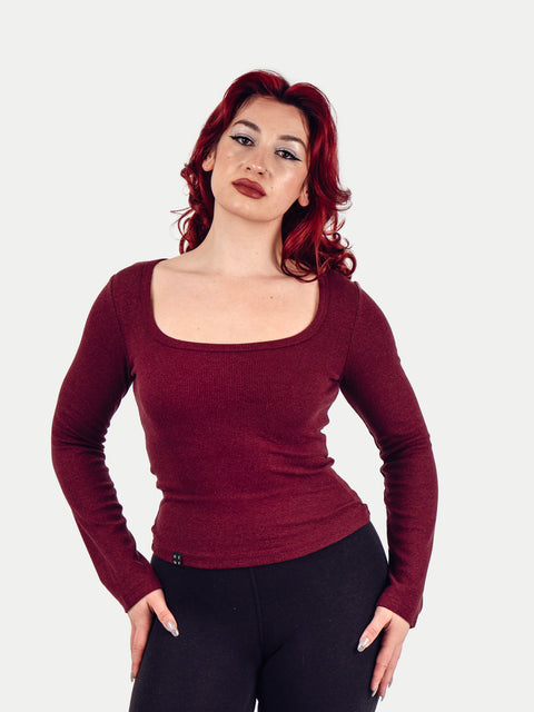 Organic Hemp Bamboo Ribbed Scoop L/S Tee