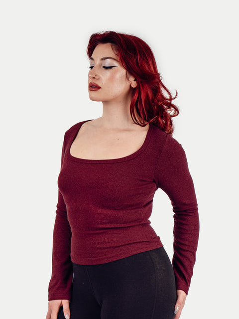 Organic Hemp Bamboo Ribbed Scoop L/S Tee