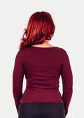 Organic Hemp Bamboo Ribbed Scoop L/S Tee | Maroon-Image 3