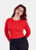 Organic Hemp Bamboo Ribbed L/S Tee | Tomato-Image 1