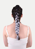 Synthetic DIY Jumbo Festival Hair Braid | Black/Silver Ombre-Image 1
